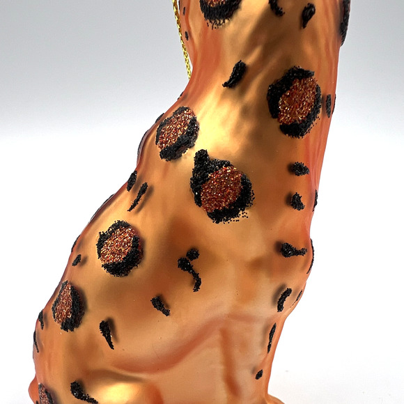 Cheetah Animal Glass and Glitter Christmas Ornament, 4.25" Tall EUC - Picture 8 of 10